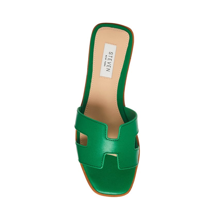 Green Steve Madden Hadyn Leather Women's Slides | PH 6572OBE